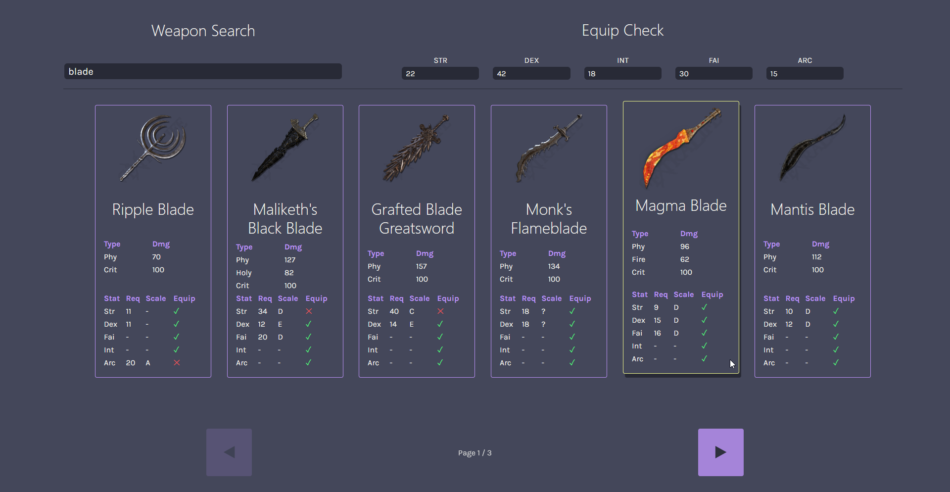 Simple Weapon Search Website Screenshot 2